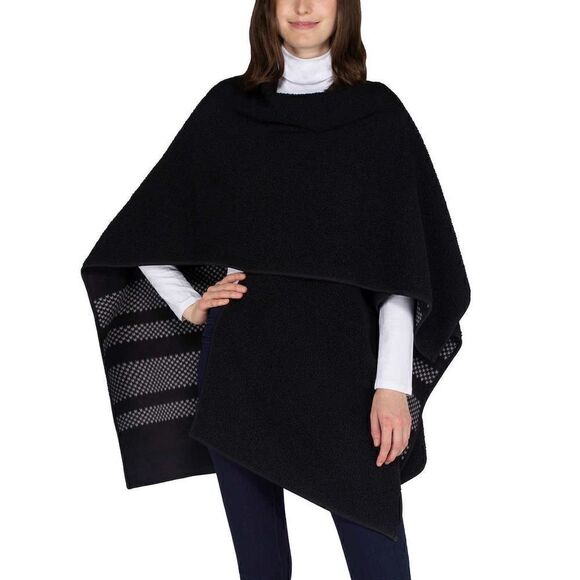 Ike Behar Ladies Reversible Poncho Style Wrap with High Pile Fleece - Picture 4 of 16